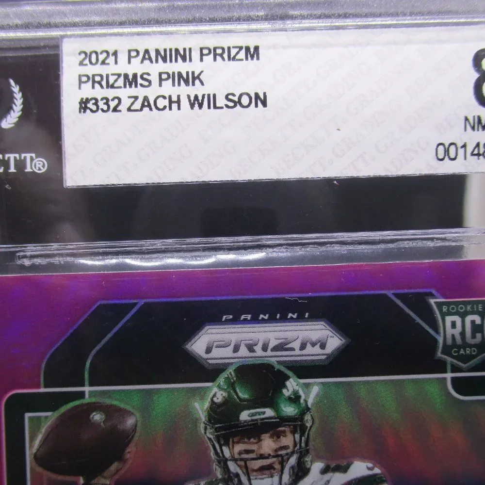 2021 Prizm Football Zach Wilson Pink BGS 8 #332 Jets Rookie RC - Picture 4 of 4